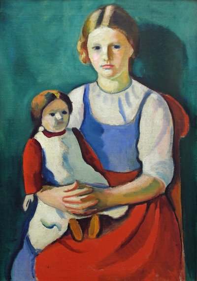 Blonde Girl with Doll by August Macke